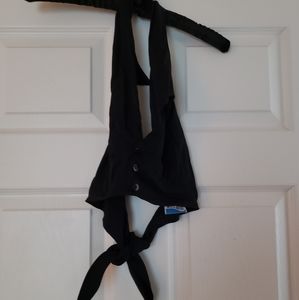 Black dressy tie back with collar halter top